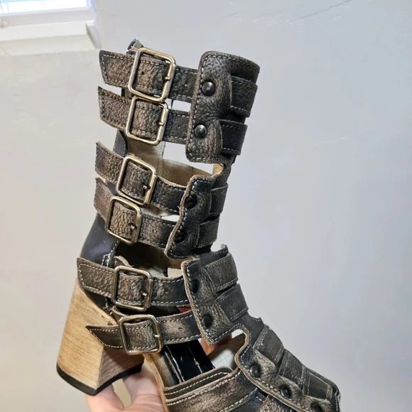 NEW FREEBIRD BY STEVEN Zeus Sandal’s Zane Black BOOT Size 7 Bohemian - Picture 3 of 12